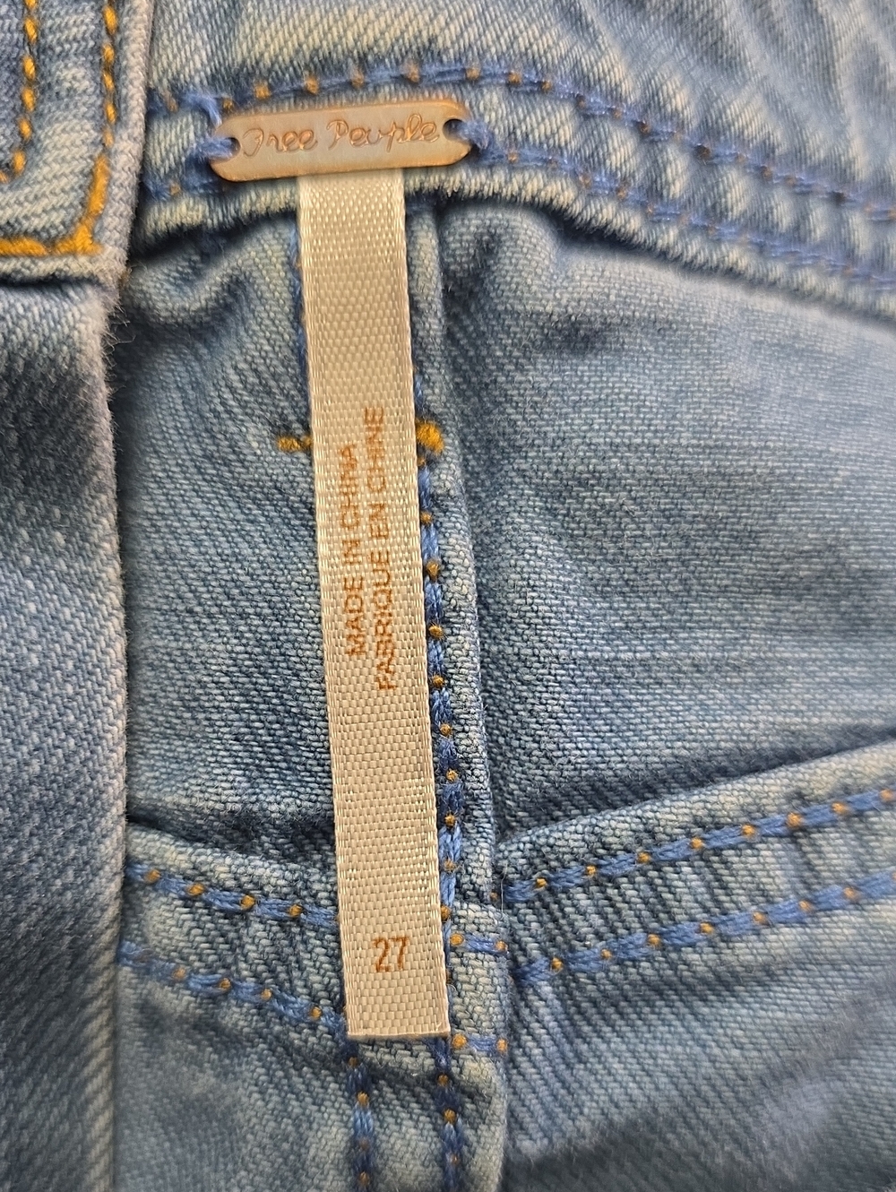 Free People We The Free Blue Denim Mini Skirt Button Front Utility Pockets - Picture 6 of 7